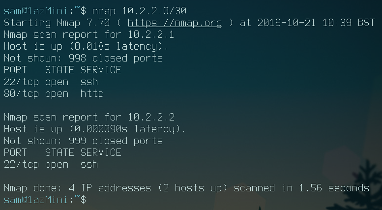 nmap of tunnel