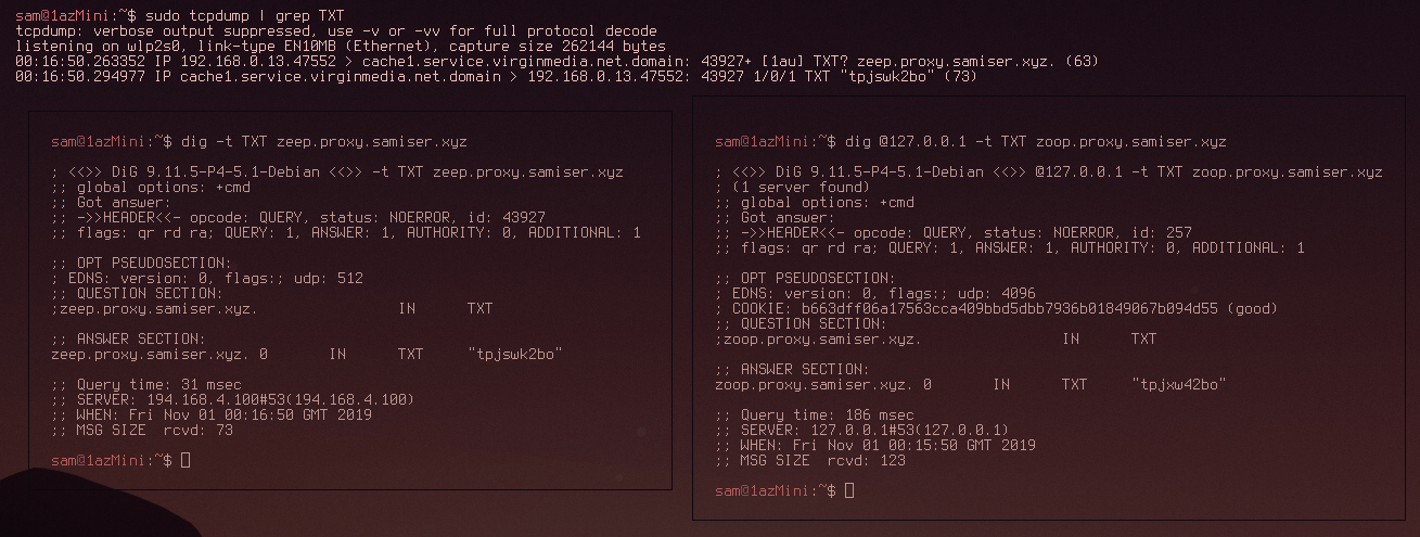 tcpdump to check stub is working